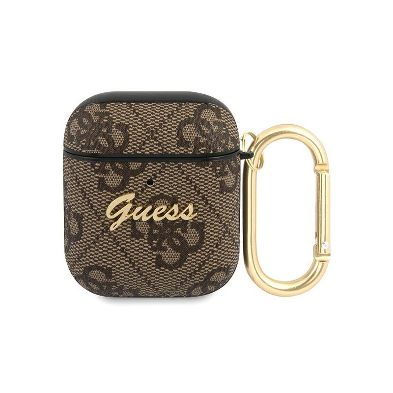 Guess 4G Script Metal Collection dėklas, skirtas AirPods 1/ 2 – rudas Guess 4G Script Metal Collection dėklas, skirtas AirPods 1/ 2 – rudas