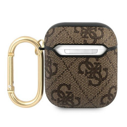 Guess 4G Script Metal Collection dėklas, skirtas AirPods 1/ 2 – rudas