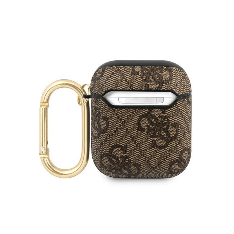 Guess 4G Script Metal Collection dėklas, skirtas AirPods 1/ 2 – rudas