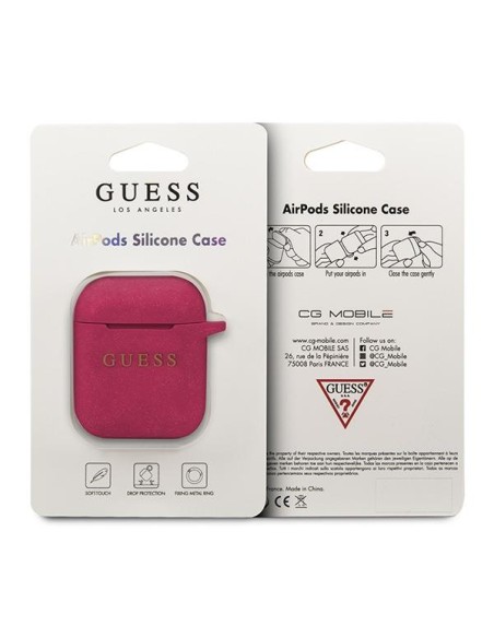 Guess Silicone Glitter dėklas, skirtas AirPods 1/ 2 - fuksija Guess Silicone Glitter dėklas, skirtas AirPods 1/ 2 - fuksija