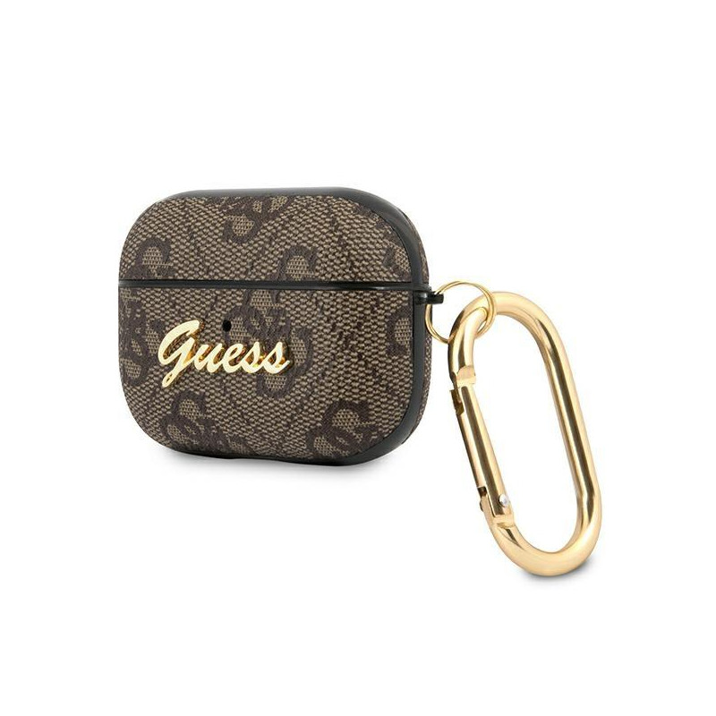 Guess 4G Script Metal Collection dėklas, skirtas AirPods Pro – rudas