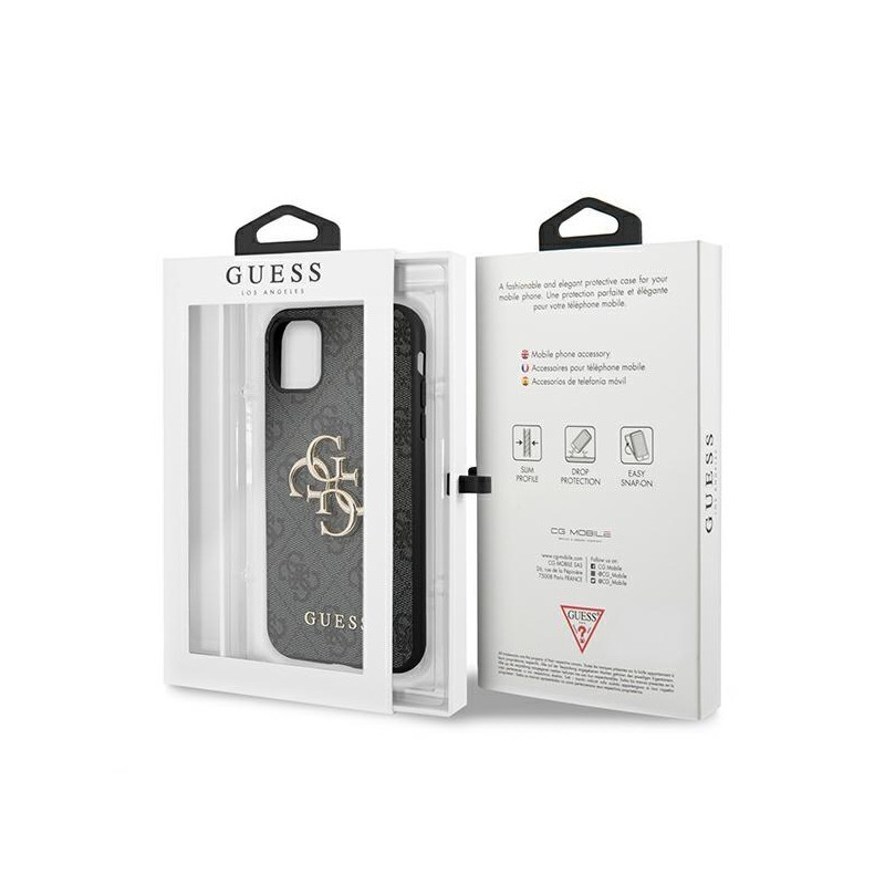 Guess 4G Big Metal Logo dėklas, skirtas iPhone 11 / Xr - pilkas