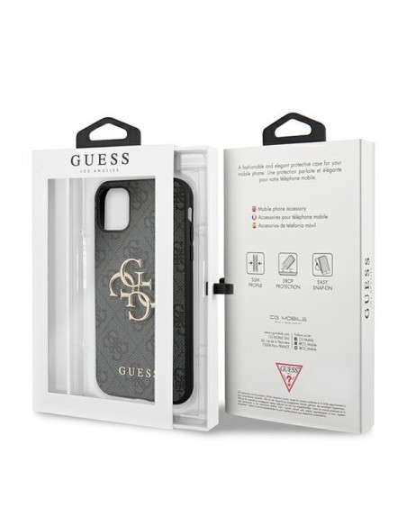 Guess 4G Big Metal Logo dėklas, skirtas iPhone 11 / Xr - pilkas