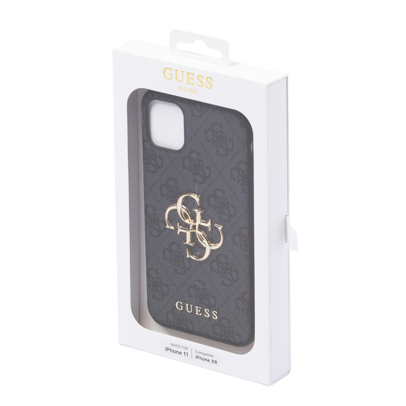 Guess 4G Big Metal Logo dėklas, skirtas iPhone 11 / Xr - pilkas