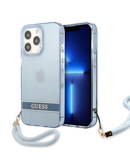 Guess Translucent Strap dėklas, skirtas iPhone 13 Pro / iPhone 13 - mėlynas Guess Translucent Strap dėklas, skirtas iPhone 13 Pro / iPhone 13 - mėlynas