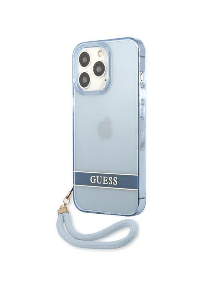 Guess Translucent Strap dėklas, skirtas iPhone 13 Pro / iPhone 13 - mėlynas Guess Translucent Strap dėklas, skirtas iPhone 13 Pro / iPhone 13 - mėlynas