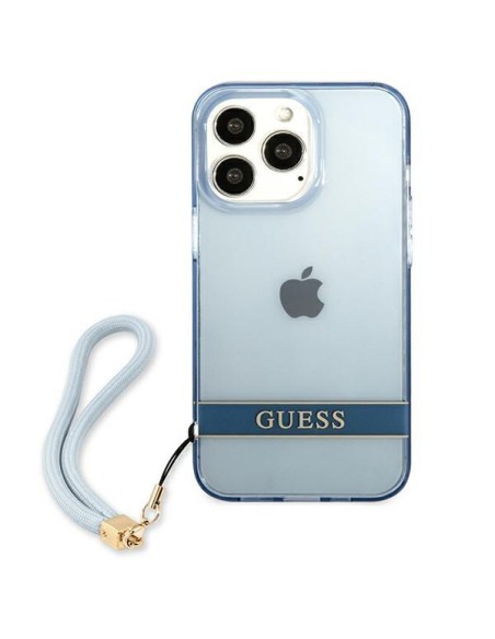 Guess Translucent Strap dėklas, skirtas iPhone 13 Pro / iPhone 13 - mėlynas Guess Translucent Strap dėklas, skirtas iPhone 13 Pro / iPhone 13 - mėlynas