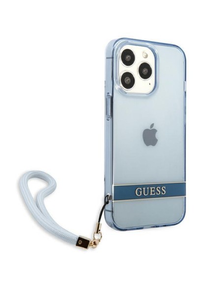Guess Translucent Strap dėklas, skirtas iPhone 13 Pro / iPhone 13 - mėlynas Guess Translucent Strap dėklas, skirtas iPhone 13 Pro / iPhone 13 - mėlynas