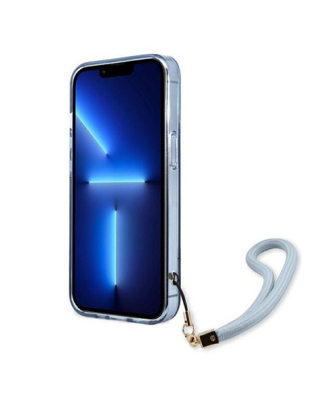 Guess Translucent Strap dėklas, skirtas iPhone 13 Pro / iPhone 13 - mėlynas Guess Translucent Strap dėklas, skirtas iPhone 13 Pro / iPhone 13 - mėlynas