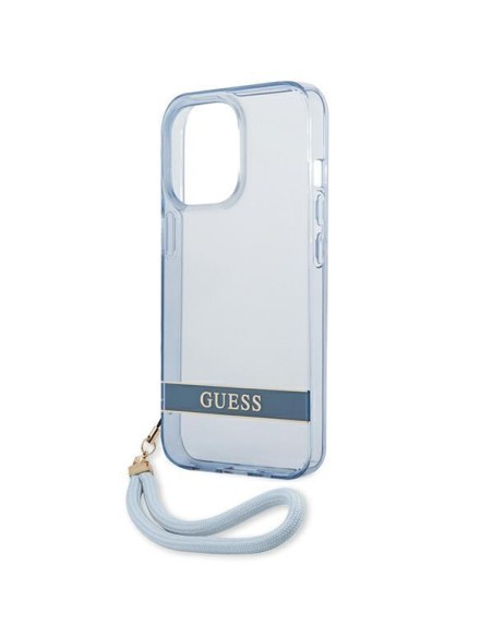 Guess Translucent Strap dėklas, skirtas iPhone 13 Pro / iPhone 13 - mėlynas Guess Translucent Strap dėklas, skirtas iPhone 13 Pro / iPhone 13 - mėlynas