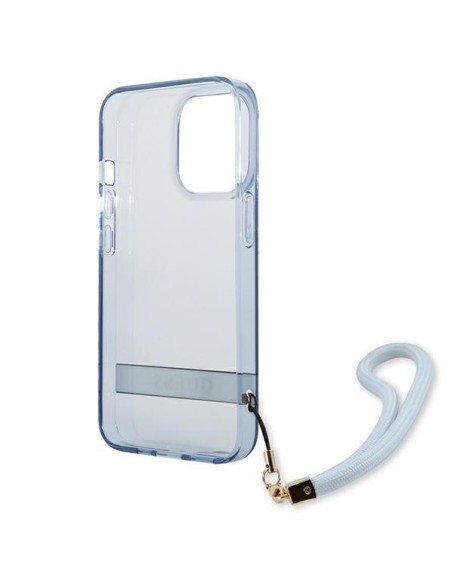 Guess Translucent Strap dėklas, skirtas iPhone 13 Pro / iPhone 13 - mėlynas Guess Translucent Strap dėklas, skirtas iPhone 13 Pro / iPhone 13 - mėlynas