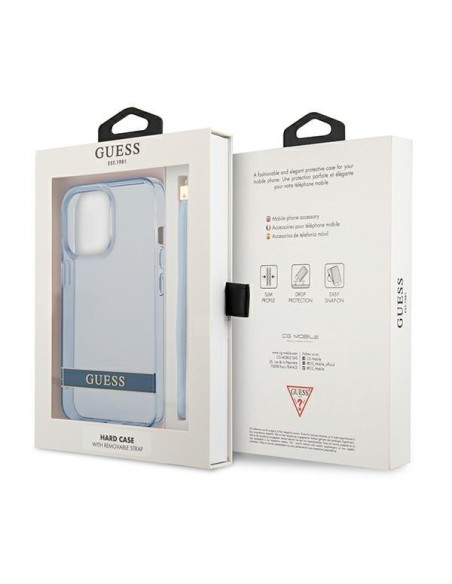 Guess Translucent Strap dėklas, skirtas iPhone 13 Pro / iPhone 13 - mėlynas Guess Translucent Strap dėklas, skirtas iPhone 13 Pro / iPhone 13 - mėlynas