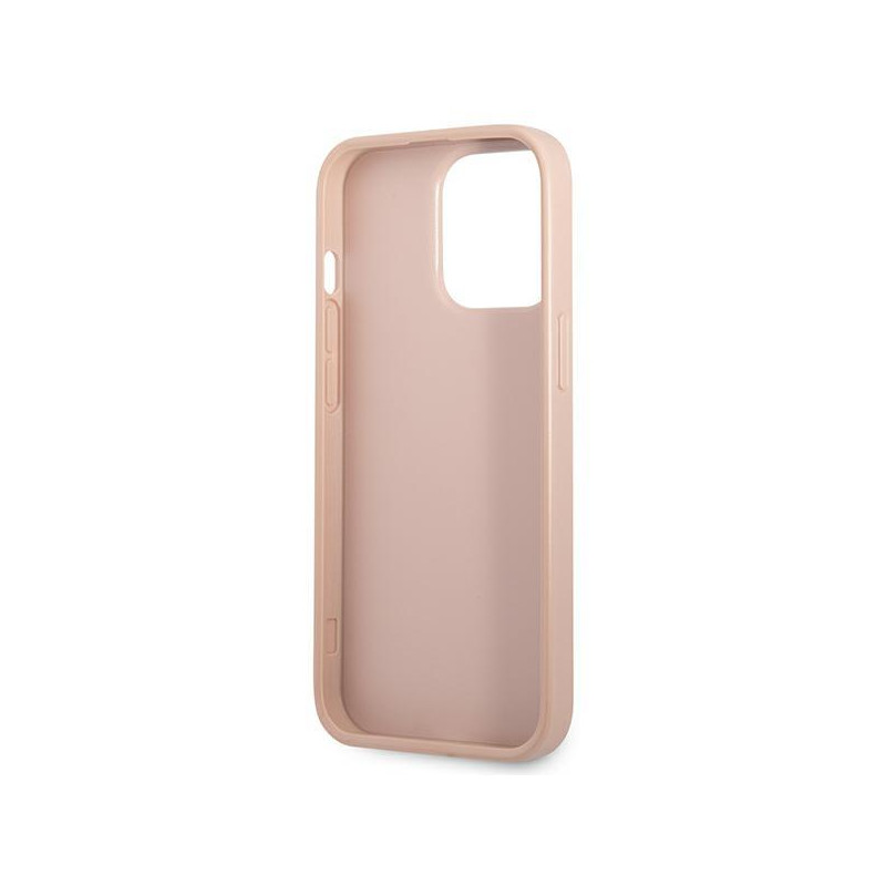 Guess Saffiano Triangle Logo Cardslot dėklas, skirtas iPhone 13 Pro / iPhone 13 - rožinė