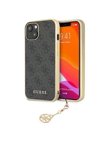 Guess 4G Charms Collection dėklas iPhone 13 - pilkas Guess 4G Charms Collection dėklas iPhone 13 - pilkas