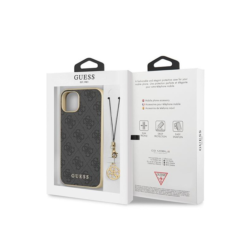 Guess 4G Charms Collection dėklas iPhone 13 - pilkas