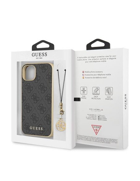 Guess 4G Charms Collection dėklas iPhone 13 - pilkas Guess 4G Charms Collection dėklas iPhone 13 - pilkas