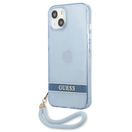 Guess Translucent Strap dėklas iPhone 13 - mėlynas