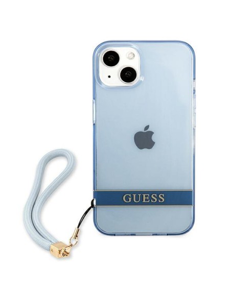 Guess Translucent Strap dėklas iPhone 13 - mėlynas Guess Translucent Strap dėklas iPhone 13 - mėlynas