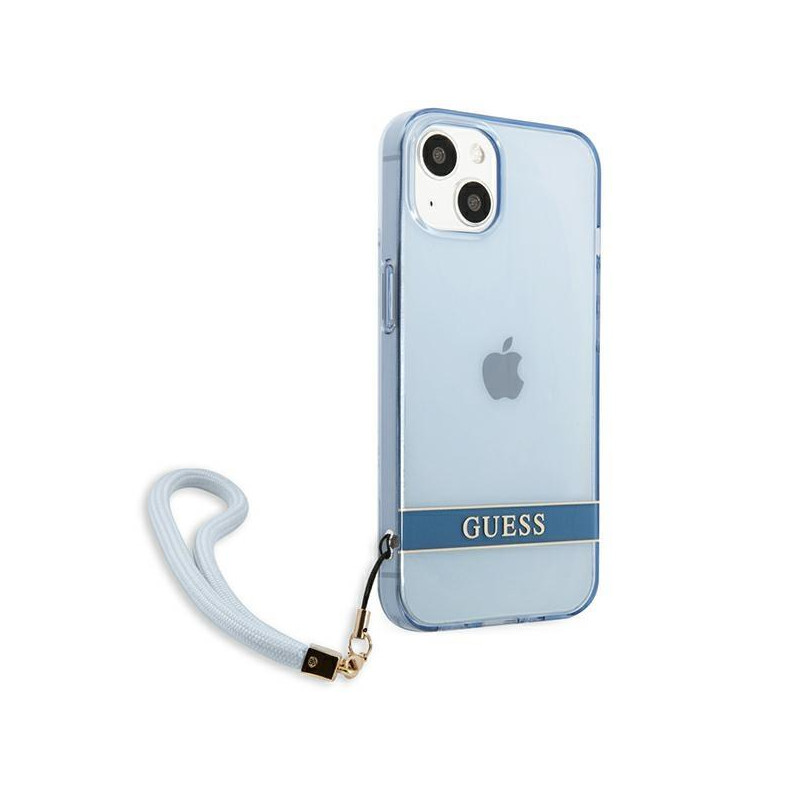 Guess Translucent Strap dėklas iPhone 13 - mėlynas