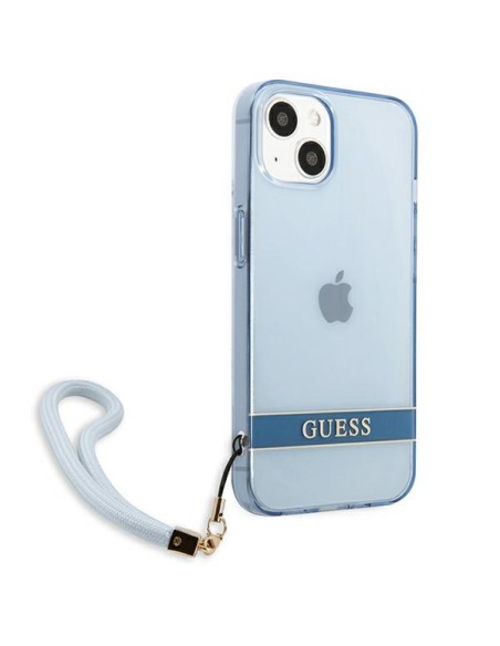 Guess Translucent Strap dėklas iPhone 13 - mėlynas Guess Translucent Strap dėklas iPhone 13 - mėlynas