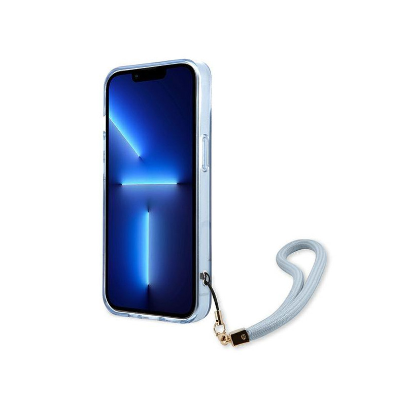 Guess Translucent Strap dėklas iPhone 13 - mėlynas