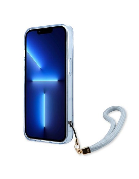 Guess Translucent Strap dėklas iPhone 13 - mėlynas Guess Translucent Strap dėklas iPhone 13 - mėlynas