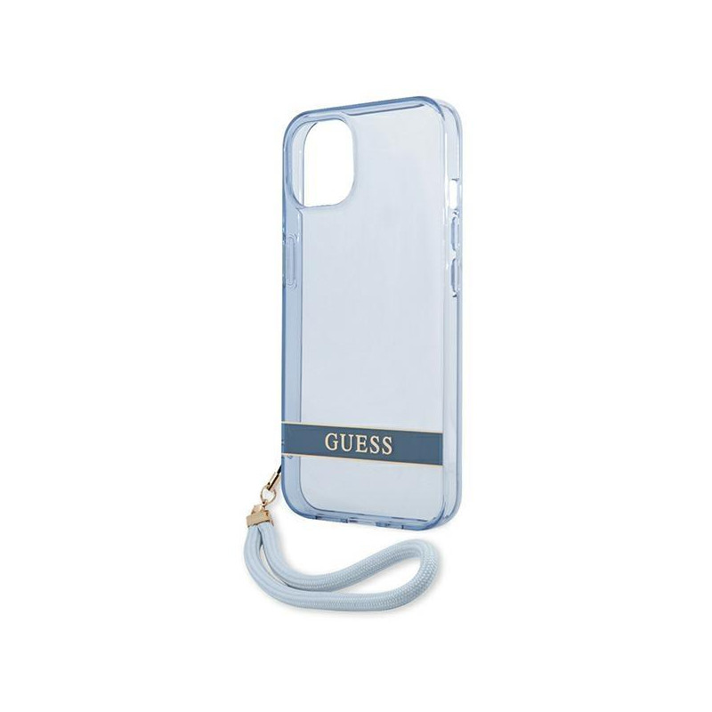 Guess Translucent Strap dėklas iPhone 13 - mėlynas