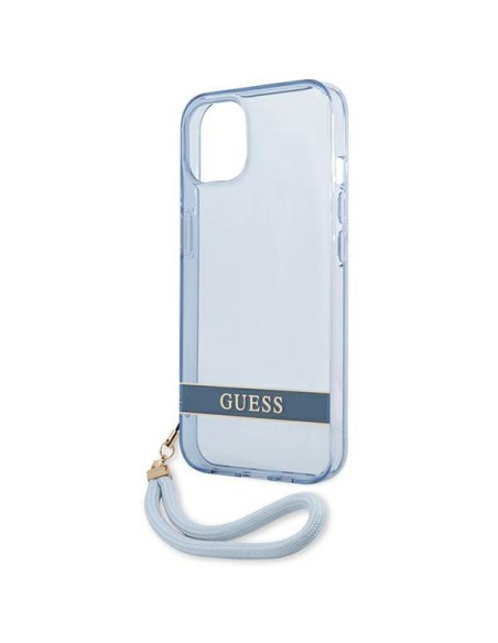 Guess Translucent Strap dėklas iPhone 13 - mėlynas Guess Translucent Strap dėklas iPhone 13 - mėlynas