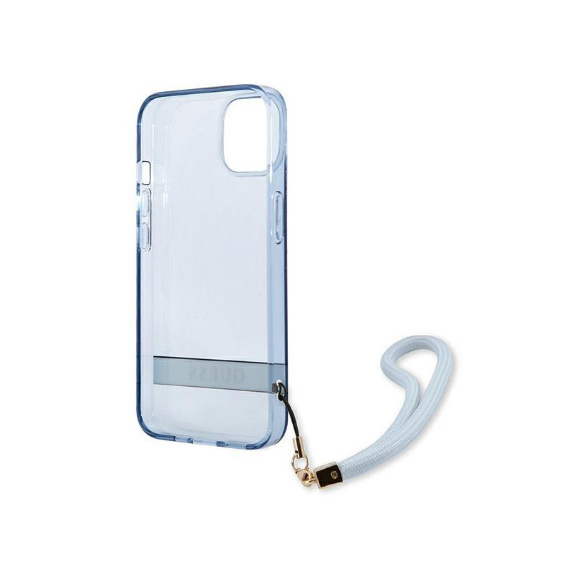 Guess Translucent Strap dėklas iPhone 13 - mėlynas