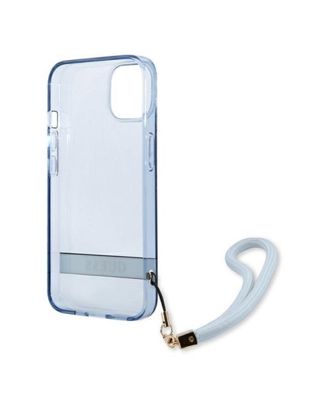 Guess Translucent Strap dėklas iPhone 13 - mėlynas Guess Translucent Strap dėklas iPhone 13 - mėlynas