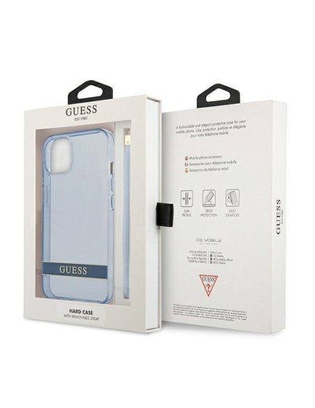 Guess Translucent Strap dėklas iPhone 13 - mėlynas Guess Translucent Strap dėklas iPhone 13 - mėlynas