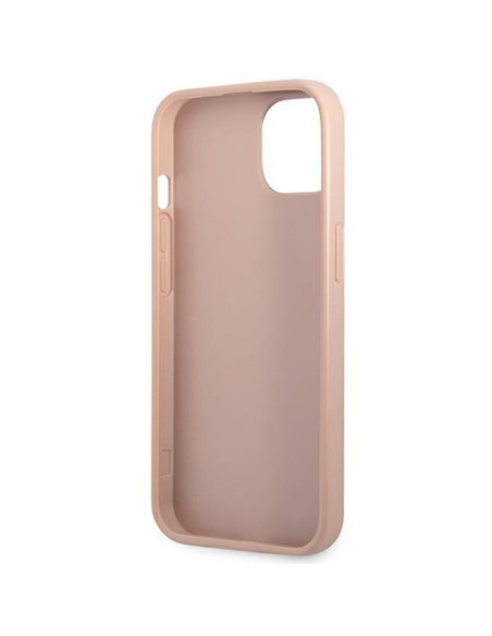 Guess Saffiano Triangle Logo Cardslot dėklas, skirtas iPhone 13 - rožinis