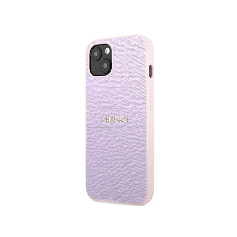 Guess Saffiano Hot Stamp & Metal Logo dėklas, skirtas iPhone 13 mini - violetinė