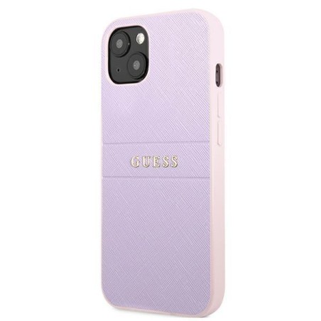 Guess Saffiano Hot Stamp & Metal Logo dėklas, skirtas iPhone 13 mini - violetinė Guess Saffiano Hot Stamp & Metal Logo dėklas, skirtas iPhone 13 mini - violetinė