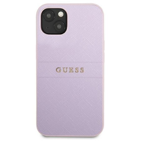 Guess Saffiano Hot Stamp & Metal Logo dėklas, skirtas iPhone 13 mini - violetinė Guess Saffiano Hot Stamp & Metal Logo dėklas, skirtas iPhone 13 mini - violetinė