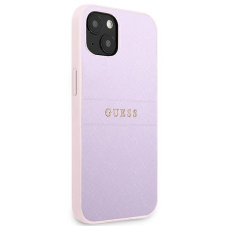 Guess Saffiano Hot Stamp & Metal Logo dėklas, skirtas iPhone 13 mini - violetinė Guess Saffiano Hot Stamp & Metal Logo dėklas, skirtas iPhone 13 mini - violetinė