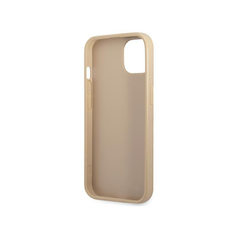 Guess Saffiano Triangle Logo dėklas iPhone 13 mini - smėlio spalvos