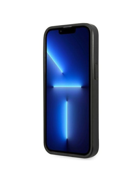 Guess Saffiano Triangle Logo dėklas iPhone 13 mini - sidabrinis