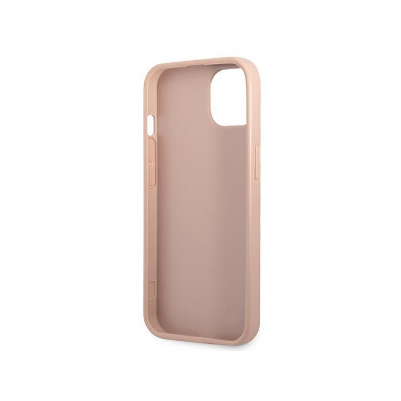 Guess Saffiano Triangle Logo Cardslot dėklas iPhone 13 mini - rožinis