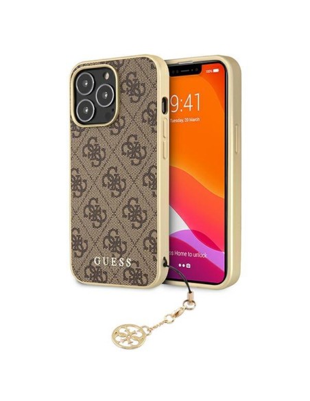 Guess 4G Charms Collection dėklas, skirtas iPhone 13 Pro Max - rudas Guess 4G Charms Collection dėklas, skirtas iPhone 13 Pro Max - rudas
