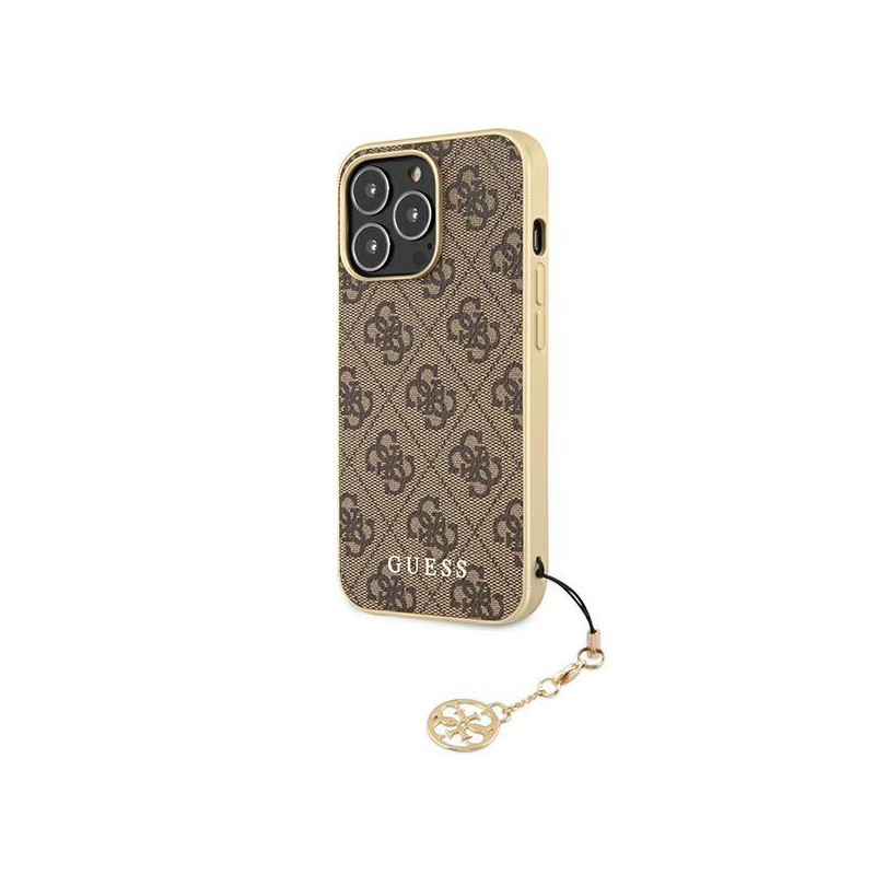 Guess 4G Charms Collection dėklas, skirtas iPhone 13 Pro Max - rudas