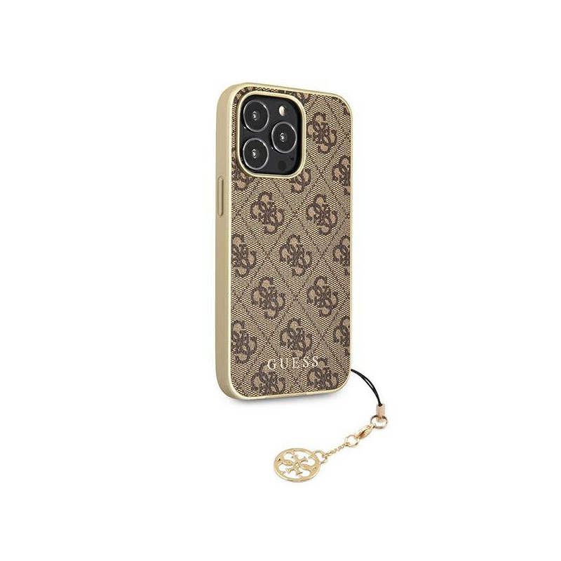 Guess 4G Charms Collection dėklas, skirtas iPhone 13 Pro Max - rudas