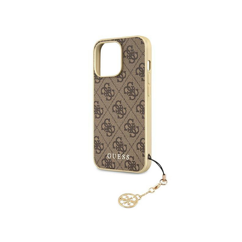 Guess 4G Charms Collection dėklas, skirtas iPhone 13 Pro Max - rudas