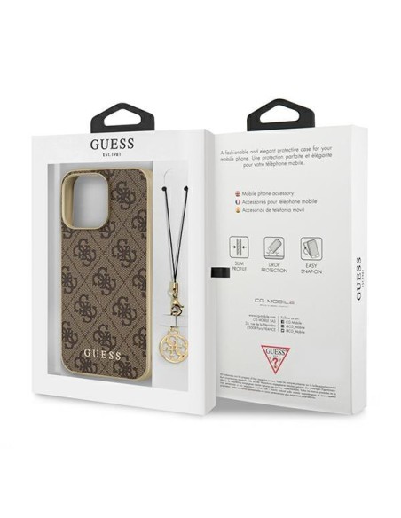 Guess 4G Charms Collection dėklas, skirtas iPhone 13 Pro Max - rudas Guess 4G Charms Collection dėklas, skirtas iPhone 13 Pro Max - rudas