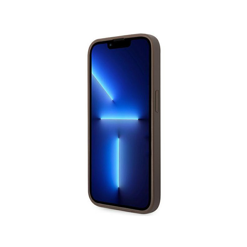 Guess GUHCP14LG4GFBR iPhone 14 Pro 6,1 colio rudas/ rudas kietas dėklas, 4G metalinis auksinis logotipas