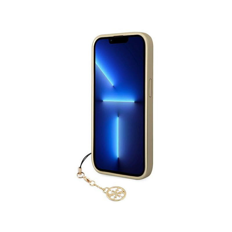 Guess 4G Charms Collection dėklas, skirtas iPhone 14 Pro - rudas