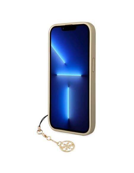 Guess 4G Charms Collection dėklas, skirtas iPhone 14 Pro - rudas