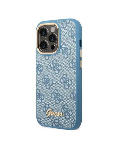 Guess 4G Vintage Gold Logo dėklas, skirtas iPhone 14 Pro - mėlynas Guess 4G Vintage Gold Logo dėklas, skirtas iPhone 14 Pro - mėlynas