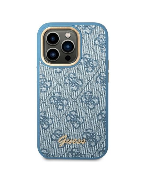 Guess 4G Vintage Gold Logo dėklas, skirtas iPhone 14 Pro - mėlynas Guess 4G Vintage Gold Logo dėklas, skirtas iPhone 14 Pro - mėlynas
