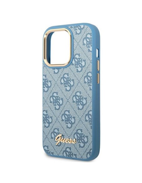 Guess 4G Vintage Gold Logo dėklas, skirtas iPhone 14 Pro - mėlynas Guess 4G Vintage Gold Logo dėklas, skirtas iPhone 14 Pro - mėlynas